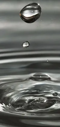 This live phone wallpaper showcases a breathtaking image of a water droplet falling into the water