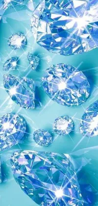 This phone live wallpaper boasts a stunning image of diamonds atop a blue background