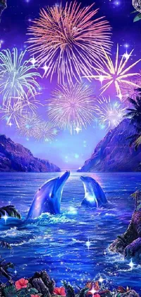 Water World Fireworks Live Wallpaper