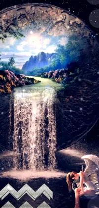 Waterfall Tree Sky Live Wallpaper