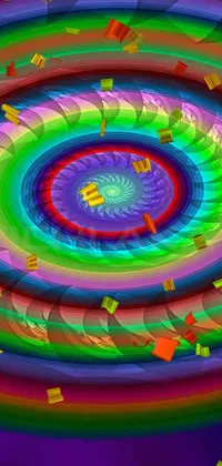 Experience the ultimate vibrant, colorful phone live wallpaper that's sure to catch your eye! Featuring a captivating computer-generated image of a mesmerizing multicolored spiral that's sure to amaze, inspired by technicolor and the circular forms that create a feeling of infinity