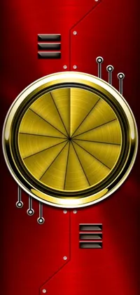 This vibrant phone live wallpaper boasts a classic clock in intricate detail set on a stunning red background