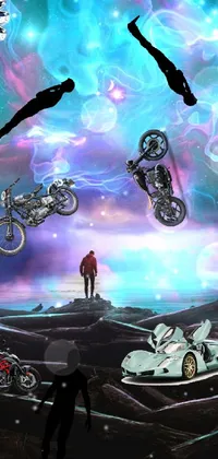 This live wallpaper for your phone showcases a surreal and artistic concept art scene