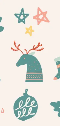 Looking for a charming and whimsical live wallpaper to get you in the holiday spirit? This collection of Christmas items on a white background is perfect! Featuring flat, stylised colours, pastel hues, and modern illustrations, these festive objects are captured in beautiful detail