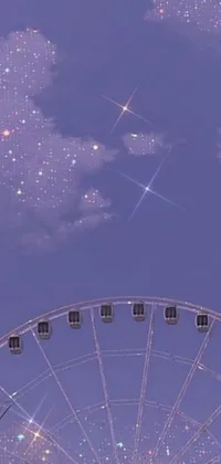 Looking for a stunning live wallpaper for your phone? This ferris wheel design is perfect! With a dreamy and serene blue sky in the background and tiny stars scattered throughout the image, this wallpaper has an amazing dreamcore aesthetic