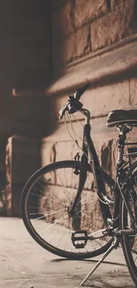 Get this stunning phone live wallpaper featuring a parked bicycle and building