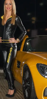 hot girl with hot car Live Wallpaper