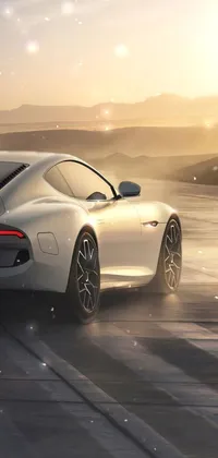 Experience the thrill of speed with a sleek white sports car featured in this phone live wallpaper
