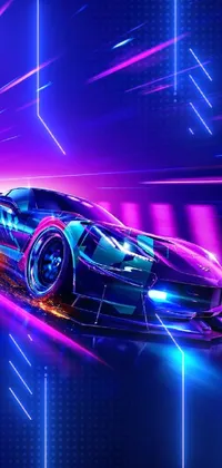 Get ready for a high-octane experience with this ultra-cool live phone wallpaper! Watch as a sleek sports car with mesmerizing neon lights zooms through a futuristic tunnel, leaving a trail of colorful light in its wake