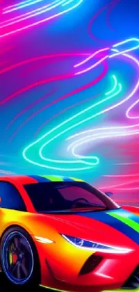 This live phone wallpaper showcases a sports car traveling along a winding road