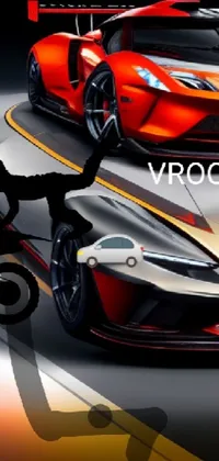This stunning live wallpaper competition is a must-have for any adrenaline junkie! With vibrant digital art depicting a man riding his bike alongside a sleek red sports car, this VIP room scene will leave you breathless