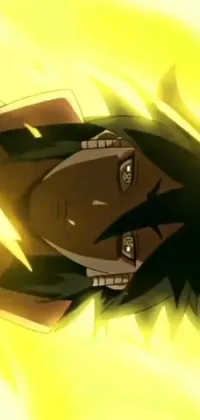 This phone live wallpaper showcases a close-up of a mysterious figure with long black hair, dark skin and their face engulfed in vivid green flames