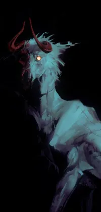 This phone live wallpaper features a unique concept art design with a furry goat standing on its hind legs in the dark