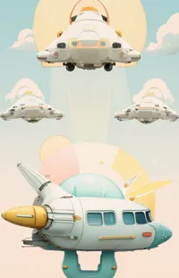 White Aircraft Cartoon Live Wallpaper