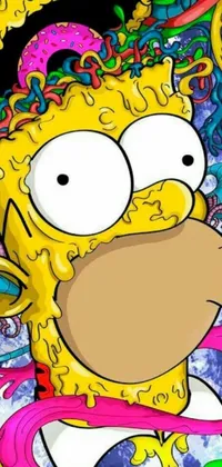 This stunning phone live wallpaper showcases characters from The Simpsons in a bold and vibrant design