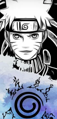 This phone live wallpaper features a stunning black and white anime character in a naruto artstyle