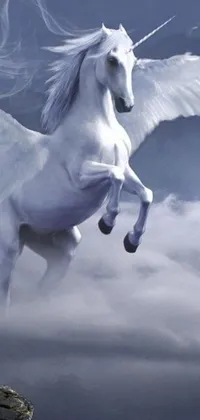 Feast your eyes on a gorgeous phone live wallpaper featuring a flying white horse with wings