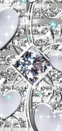 Enhance your phone screen with a dazzling diamond live wallpaper featuring delicate hearts