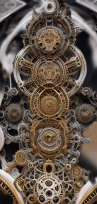 This live wallpaper features a stunning close-up of an intricately designed clock face, with detailed gears and golden accents adding a touch of elegance