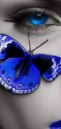 Beautiful blue butterfly phone live wallpaper featuring an airbrush painted woman