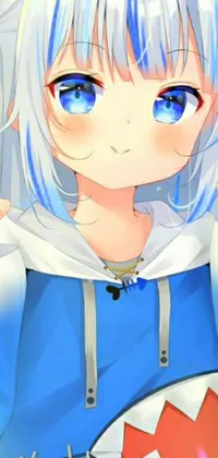 This phone live wallpaper showcases a charming close-up of a person wearing a hoodie in an artful and dynamic design inspired by pixiv and tachisme