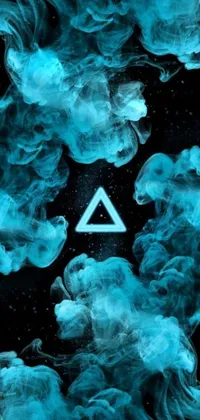Get mesmerized by a stunning phone live wallpaper featuring triangle-shaped blue smoke floating in a captivating nebula