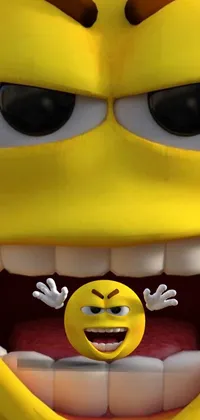 This unique phone live wallpaper features a close-up of a smiling mouth with a creepy and angry expression inspired by a popular 3D characters artist