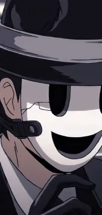 This phone live wallpaper features an anime-inspired close-up of a person in a detective hat