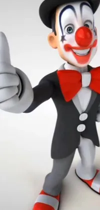 This live wallpaper for your phone features a 3D rendering of a cartoon clown giving a thumbs up