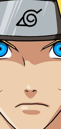 This phone wallpaper features a stunning close-up of a person&#39;s blue eyes and follows an anime drawing style