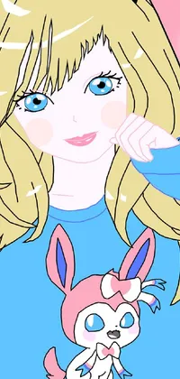 Get the cute, pop art-inspired <a href="/art-wallpapers/anime-wallpapers">anime phone wallpaper</a> featuring a blue-shirted girl