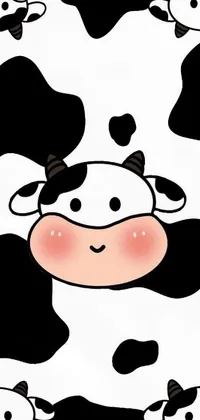 This live wallpaper features a digitally-rendered close-up of a cow's adorable face set against a black and white background