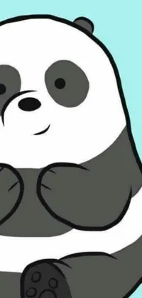 This black and white panda phone live wallpaper features a cute and cuddly cartoon bear sitting on the ground