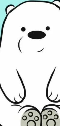 This adorable phone live wallpaper features a cartoon-style polar bear set against a soothing blue background