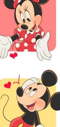 This lively live wallpaper features adorable pictures of Minnie Mouse and Pluto, set against a colorful pop art Tumblr background