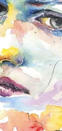 Get mesmerized with this live phone wallpaper that boasts a stunning watercolor painting of a woman's face