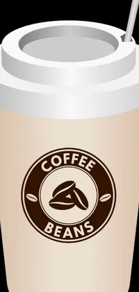 This live wallpaper depicts a coffee cup filled with a brown liquid and a straw inserted into it