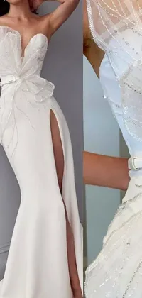 This phone live wallpaper features two elegant women dressed in white evening gowns, with a highly detailed design that will bring your phone screen to life