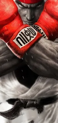 This dynamic live wallpaper shows a close up of boxing gloves in a powerful fighting pose