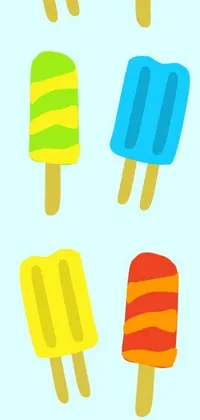 This phone live wallpaper features a stack of colourful popsicles arranged neatly in a row