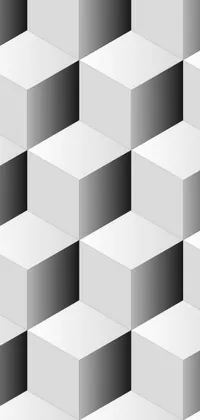 This black and white live wallpaper features a diagonal cube pattern that creates an optical illusion of depth and movement