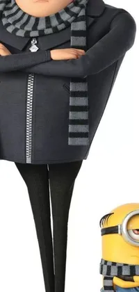This phone live wallpaper features a vibrant and colorful cartoon character standing next to a minion