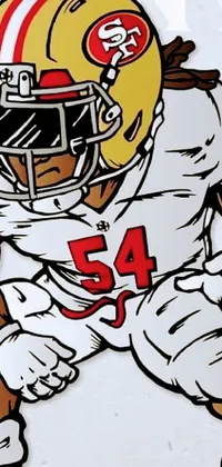 This football-themed live wallpaper features a bold and unique illustration of a player wearing his helmet