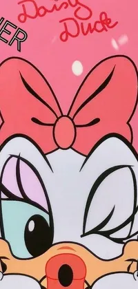 This lively phone live wallpaper showcases a cartoon duck on a bright pink backdrop