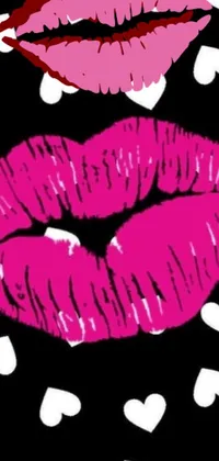Upgrade your phone with the lips and hearts pop art wallpaper