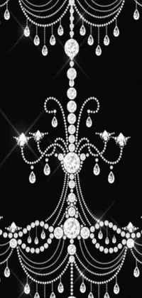 This live wallpaper is a stunning black and white photograph of a chandelier