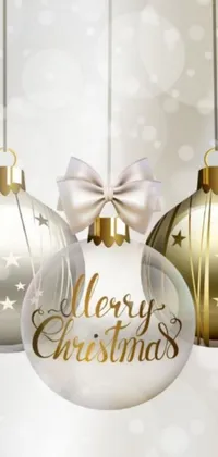 This live wallpaper for your phone showcases three Christmas balls with phrases that will help you celebrate the holiday season