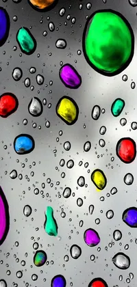 This lively phone live wallpaper features a close up of water droplets on a metal surface with flowing and rippling effects