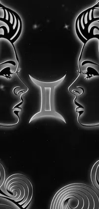 This live wallpaper features a captivating black and white photo of two powerful women facing each other in a modern digital art composition by artist Joseph Werner