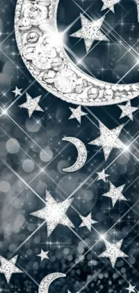 This live wallpaper showcases a gorgeous night sky featuring stars and a crescent moon